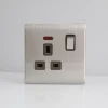 Hign Quality 2 Gang Switch Twin 3 Pin UK Switched MF Socket With Neon