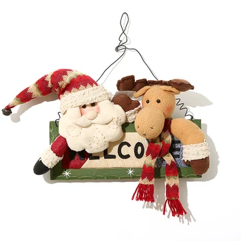 Plush Santa Claus Elk Doll Hanging Wooden Sign Door Hanging Christmas Decorations Buy Christmas Office Door Decorations Door Hanging Santa Christmas