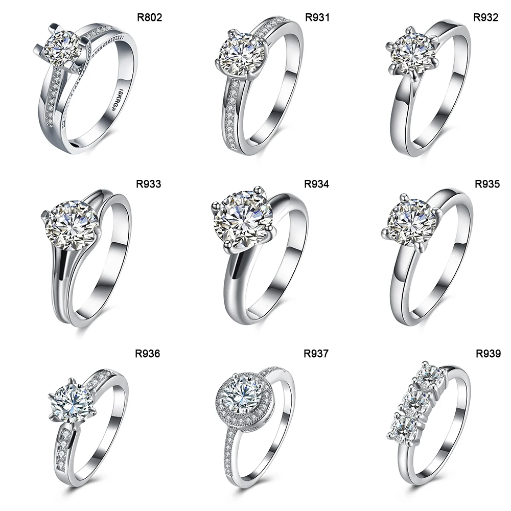 Latest Simple Design 18k White Gold Diamond Engagement Wedding Rings ...