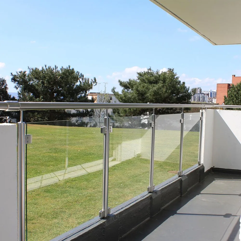 European Standards Balcony Glass Railing With Square Pipe Baluster