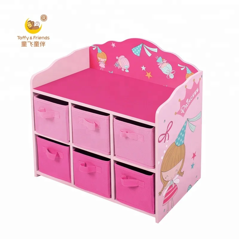 Wooden Kid Bench With Storage Bin Toy Storage Bench With Non Woven