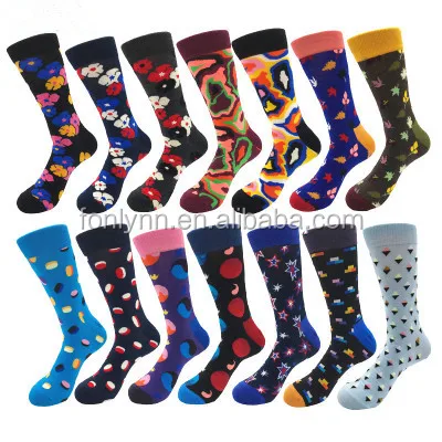 wholesale cool funny new design happy custom cotton cheap mens designer socks