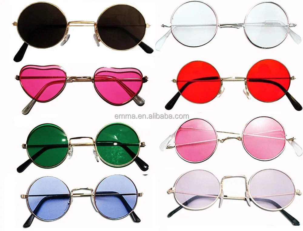 Hippy Hippie 60s 70s Red John Lennon Round Ozzy Granny Fancy Dress Glasses Specs
