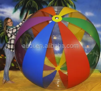 12 Panel 6 Color Clear Rainbow Stripe Beach Ball Custom 12 Panel 6 Color Clear Rainbow Stripe Beach Ball Custom
