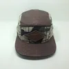 Grey Leather 5 panel Cap Camouflage Grid Cap /Hat Suede Puff Snapback Cap