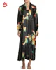 Silk Nightgown And Robe Set Longe Satin Robe Floral Printing Sleepwear Women