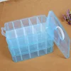 3 Layer 30 Compartments with Removable and Adjustable Dividers Transparent Plastic Box