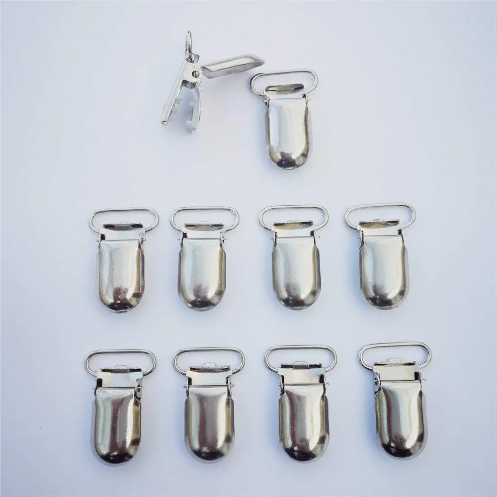 25pcs 20mm Pacifier Suspender Clips, JerryMart Pacifier Clips for Making Pacifier Holders Bib Clips Toy Holder Silver