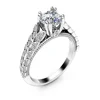 Caoshi Elegant Brass Plated Rings Two Row Leaves Cubic Zircon Rings Jewelry Women 925 Silver