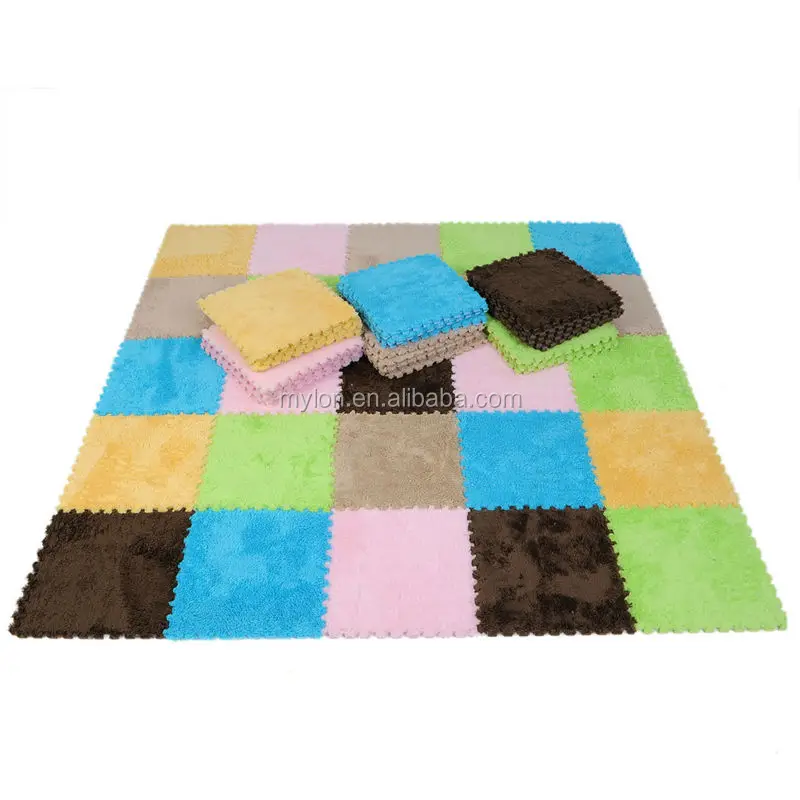 Plush Interlocking Eva Foam Puzzle Floor Mats Crawl Mat Gym Baby