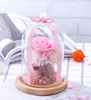 High quality Pink red Rose soap flower in glass shield