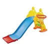 Funny play kids indoor outdoor slide with basketball frame
