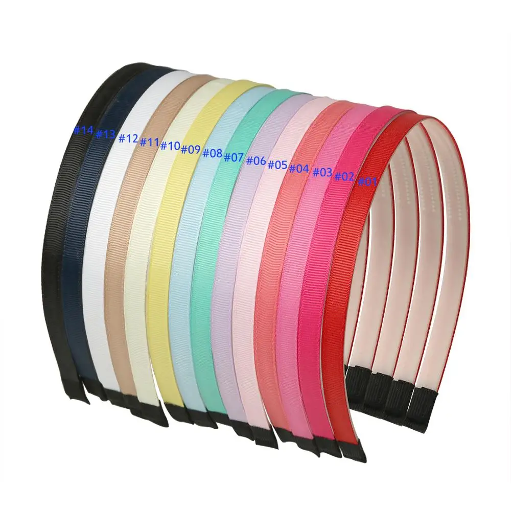 
10MM Solid Grosgrain Ribbon Covered Plastic Hairbands Children Teeth Hair Band DIY Headwear 