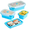 Heat-Resistant Bpa Free Square Shape Silicone Food School Storage Containers Collapsible Food Container