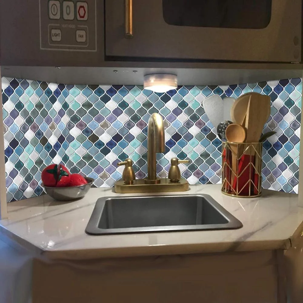 Teal Arabesque Peel And Stick Tile For Kitchen Backsplash,Smart Wall ...