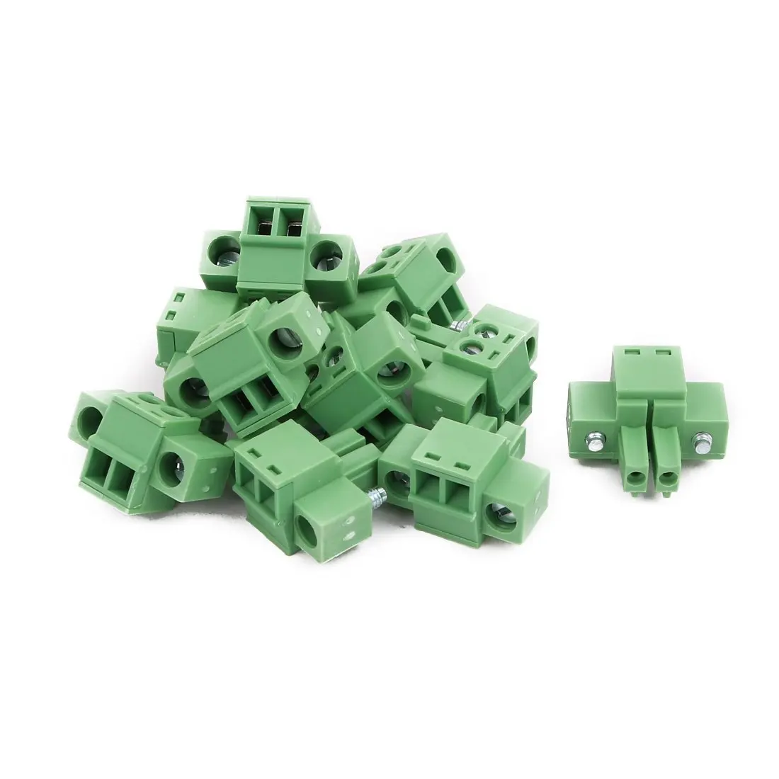 uxcell 10Pcs AC 300V 8A 3.5mm Pitch 2P PCB Mounted Terminal Block Wire Connection Green