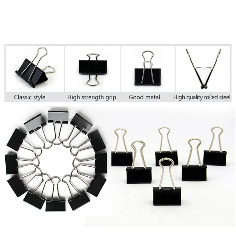 Tenwin 1101 1106 Metal Paper Binder Clips 15 19 25 32 41 50 Mm