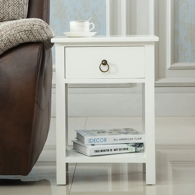 Wood Bedroom White Sofa End Side Bedside Table Nightstand Storage With Drawer Shelf Buy End Table Bedside Table Nightstand With Storage Product On Alibaba Com
