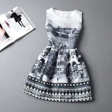 8 20y Girl Dress 2015 Summer Style Fashion Sleeveless Printed Kids Dresses for Girls Clothes