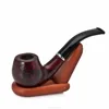 EKJ-705 Red Color Carved Flowers Wooden Smoking Pipes Solid Wood Short Tobacco Pipes Wholesale
