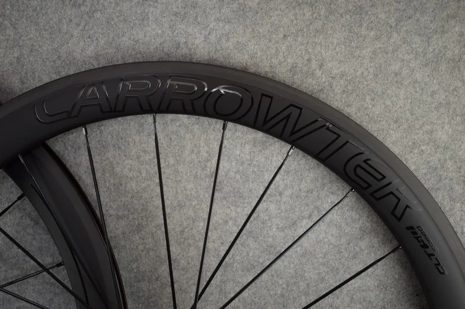 Top New Arrival 50mm CARROWTER Carbon Bike Wheels All Black Carbon Fiber Road Wheelset 700C 23mm Width Basalt V brakes UD 3K matte 4
