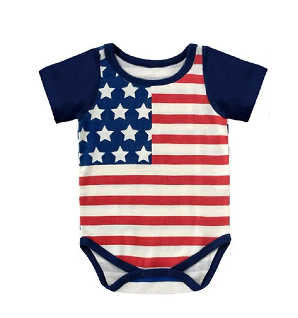 Winzik 4th of July Baby Outfits American Flag Romper Newborn Infant Boys Gi...