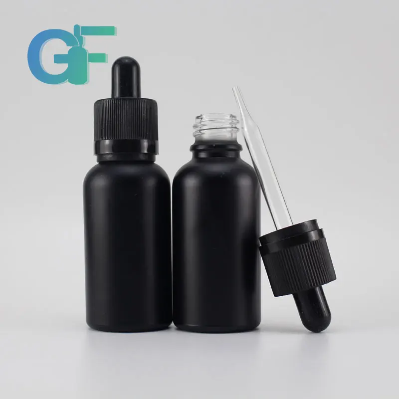 Download Black Frosted Glass Bottle 30ml Round With Glass Dropper ...