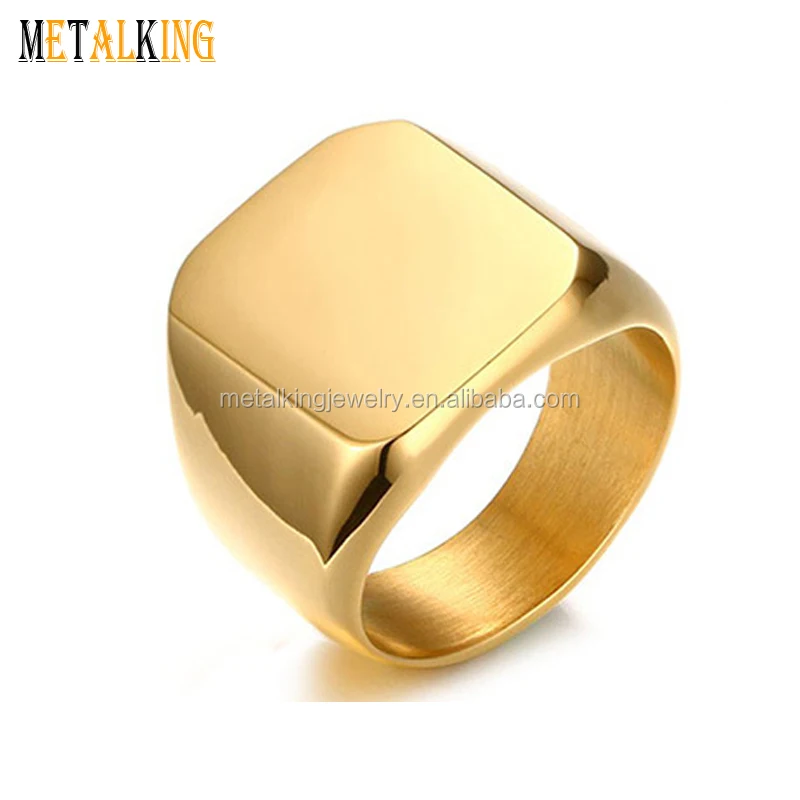 Men's Black/gold/silver Stainless Steel Ring 18mm Width Square Flat ...
