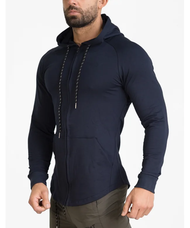 muscle fit hoodie zip