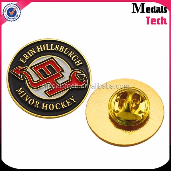 Gold plated unique custom club lapel pin with black box