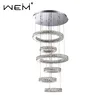 indoor decor restaurant K9 crystal lamp pendant 6 round rings chandelier lobby hanging home custom pendant light