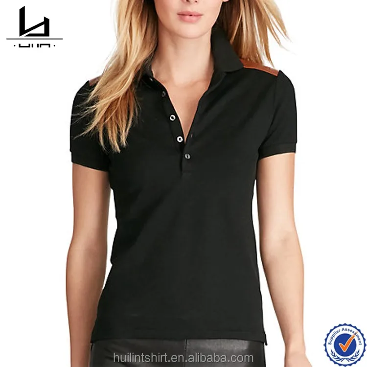 plain black polo t shirt women's