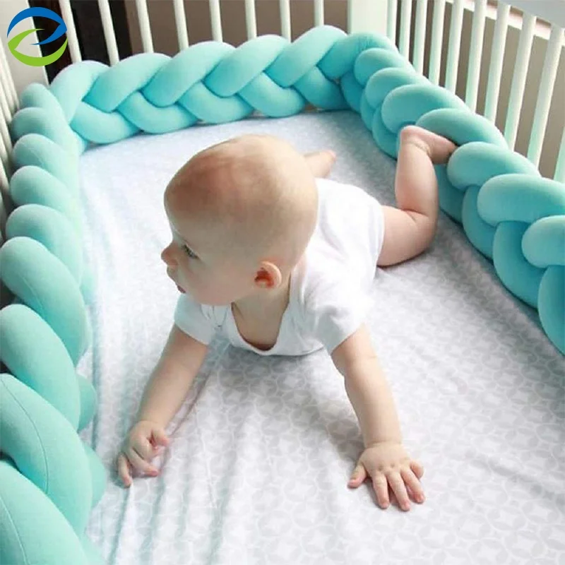 Parachoques para cuna de bebé, parachoques trenzado anudado, almohada de  nudo suave hecha a mano