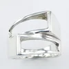 Fashionable Shifted Open Silver Trapeziums Designer Ring