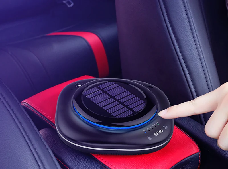 2019 Best Seller Portable Mini Solar Car Air Purifier, Car Air Cleaner Freshener with Essential Oil, Home HEPA Air Purifier