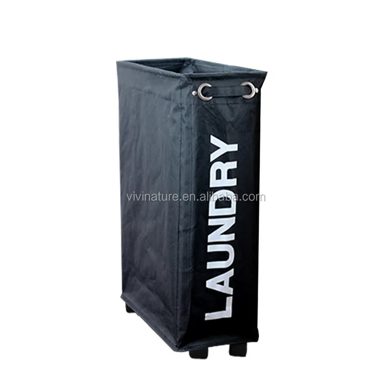 Slim Laundry Hamper Collapsible Rolling Laundry Cart With Laundry