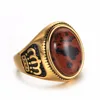 Cool Antique gold Tone Natural large brown stone ring for men