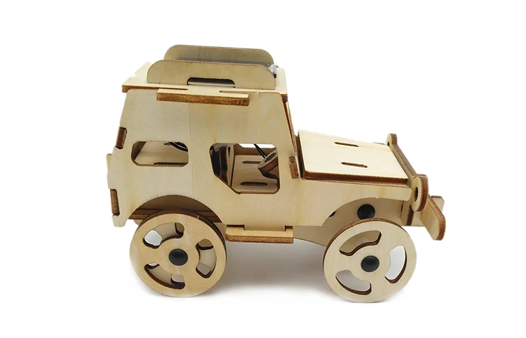 Solar Powered Moving Car Puzzle Wooden Self Assemble Toy