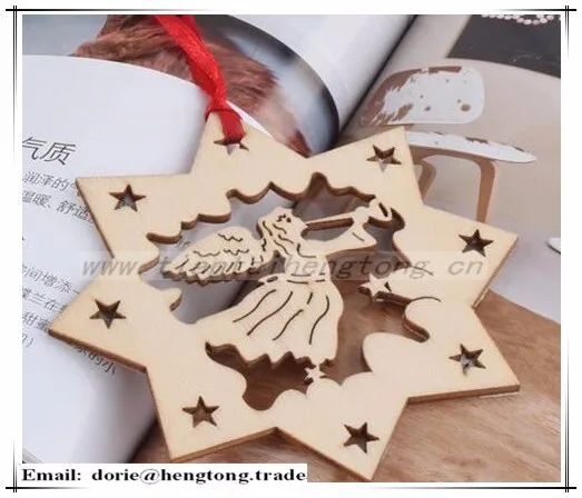 Custom Angel Wood Pendant,Laser Cut Christmas Decor Hanging Carved Wood