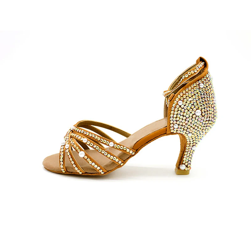 Hand-studded Latin Dance Shoes New Shiny Diamond Slip Resistant Wear High Quality Classic Latin Ballroom Shoes