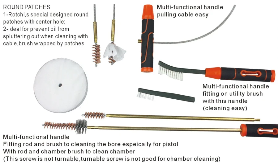 Rifle Cleaning Kit Flexible Cables Cleaning Brass Brush Cotton Mops
