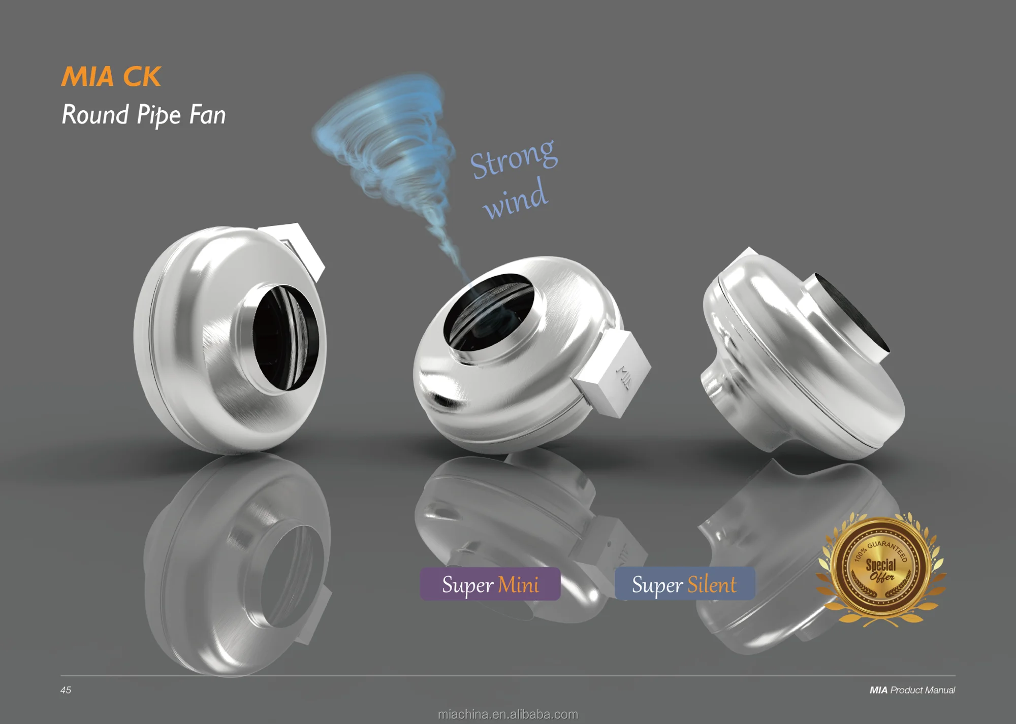 Mia round pipe fan reversible installation CK160