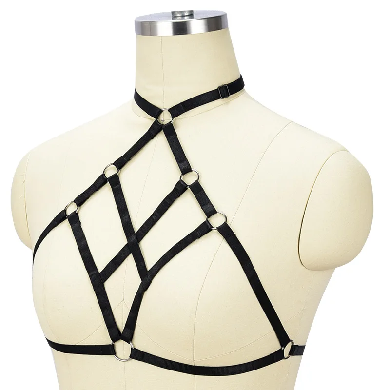 弹性身体安全带色情笼子胸罩腰带吊带恋物癖胸部束缚内衣