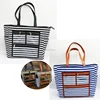 2018 Free Shipping Wholesale Women Stripe Tote Bag With Make up Transparent Tote