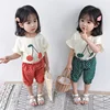 China Manufacturer Wholesale Promotional New Fashion Short Sleeve Cotton Kids Girl Clothes Sets