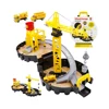 Wheel Track Station Mini Tower Crane Learning Education Zone Construction Site with Diecast Truck Packed In a Tire Shape