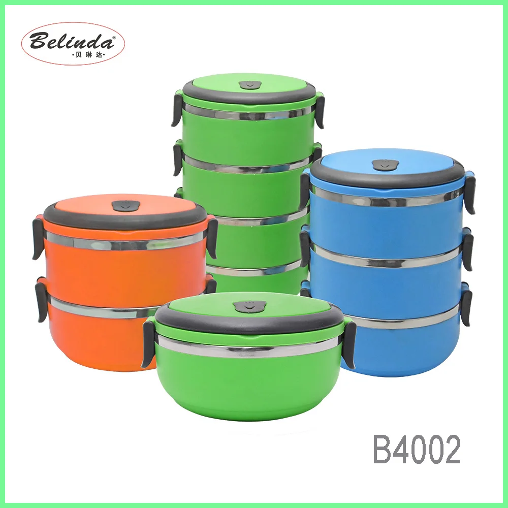 Tiffin Bento Round Food Containers Stainless Steel Lunch Box Insulated B4002