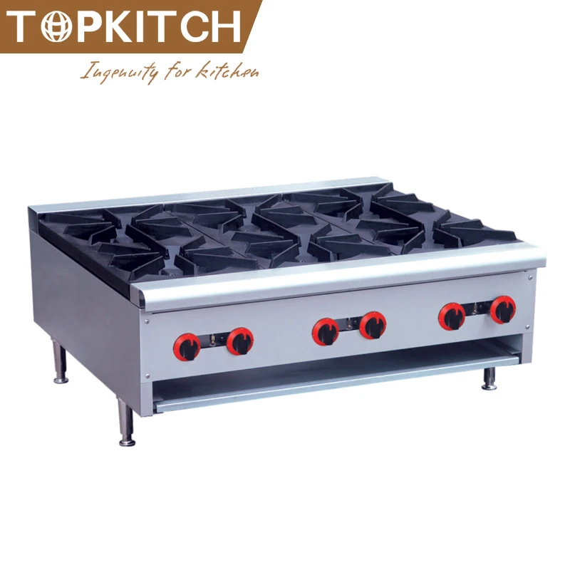 Ce Approved Stainless Steel Commercial Portable 6 Burner Gas Stove