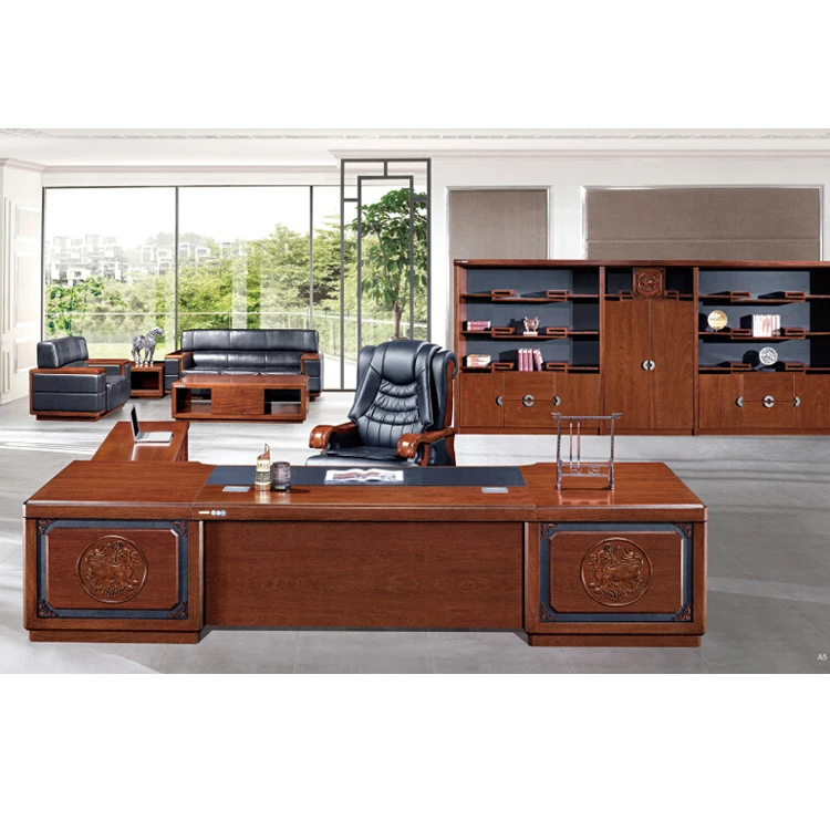 Chinoiserie Furniture Wood Veneer Office Furniture President Desk