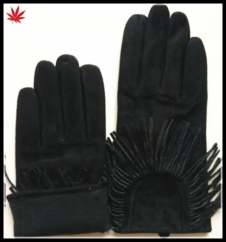 fashion tassel suede leather hand gloves women
